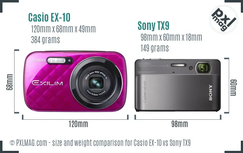 Casio EX-10 vs Sony TX9 size comparison Casio EX-10 vs Sony TX9 size comparison