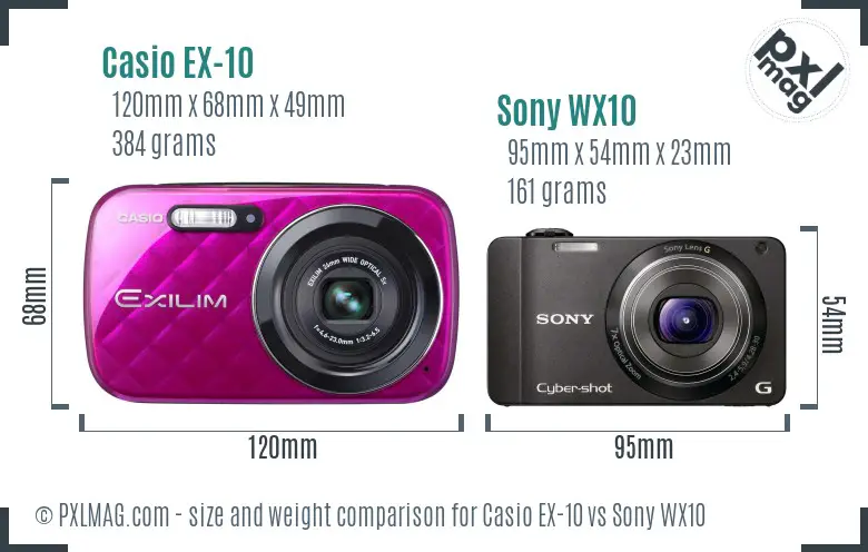 Casio EX-10 vs Sony WX10 size comparison