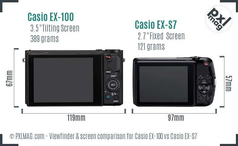 Casio EX-100 vs Casio EX-S7 Screen and Viewfinder comparison
