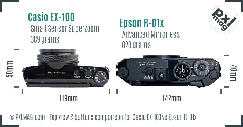 Casio EX-100 vs Epson R-D1x top view buttons comparison