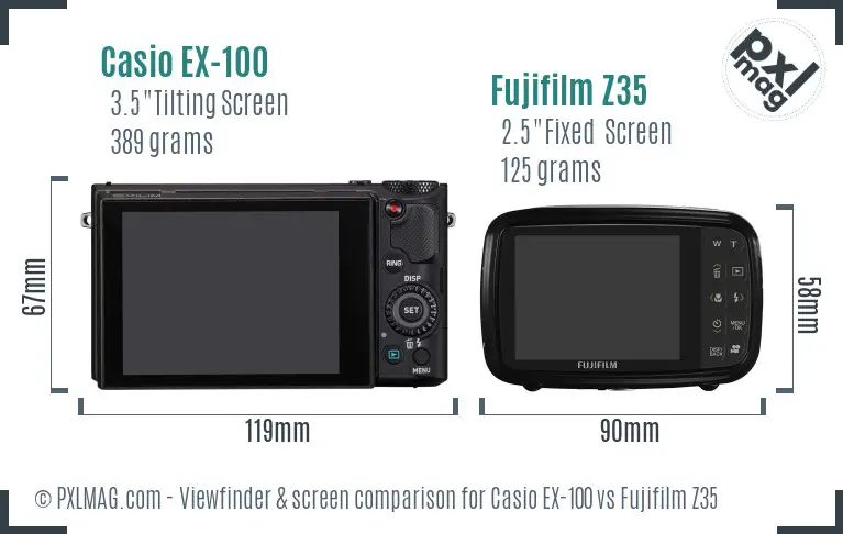 Casio EX-100 vs Fujifilm Z35 Screen and Viewfinder comparison Casio EX-100 vs Fujifilm Z35 Screen and Viewfinder comparison
