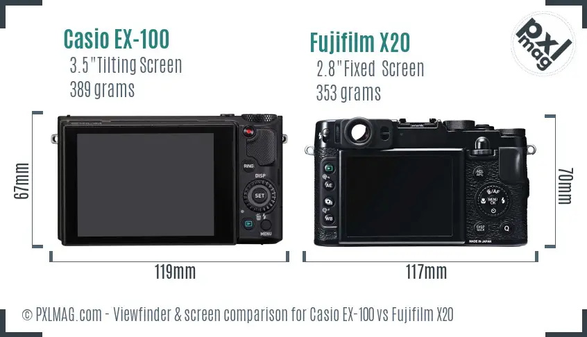 Casio EX-100 vs Fujifilm X20 Screen and Viewfinder comparison Casio EX-100 vs Fujifilm X20 Screen and Viewfinder comparison