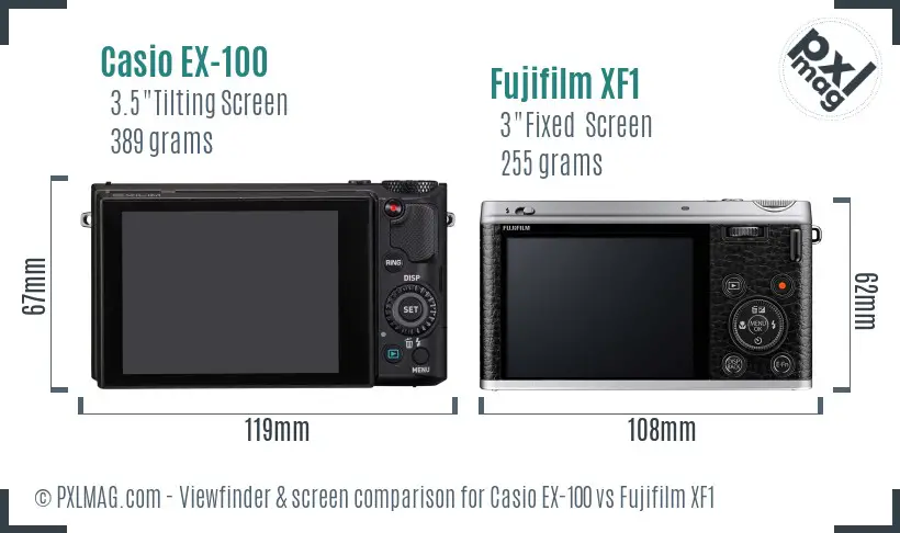 Casio EX-100 vs Fujifilm XF1 Screen and Viewfinder comparison