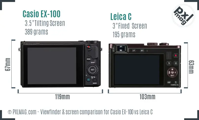 Casio EX-100 vs Leica C Screen and Viewfinder comparison Casio EX-100 vs Leica C Screen and Viewfinder comparison