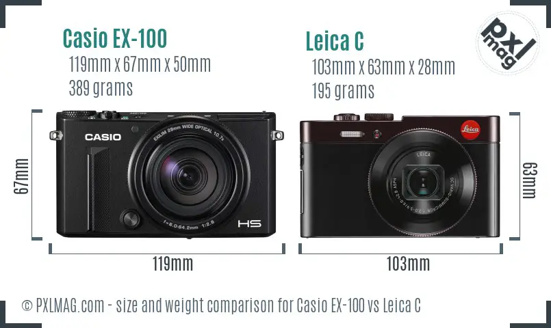 Casio EX-100 vs Leica C size comparison Casio EX-100 vs Leica C size comparison