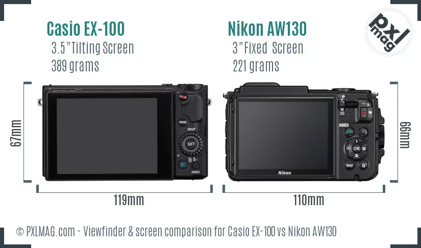 Casio EX-100 vs Nikon AW130 Screen and Viewfinder comparison Casio EX-100 vs Nikon AW130 Screen and Viewfinder comparison