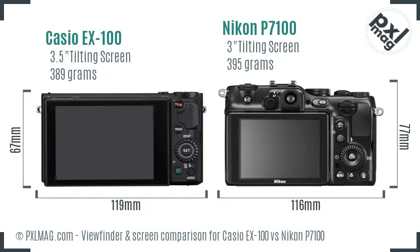 Casio EX-100 vs Nikon P7100 Screen and Viewfinder comparison Casio EX-100 vs Nikon P7100 Screen and Viewfinder comparison