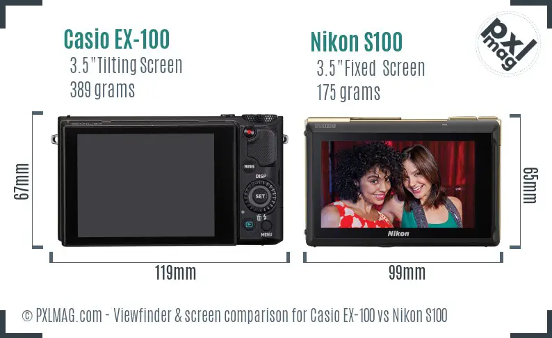 Casio EX-100 vs Nikon S100 Screen and Viewfinder comparison Casio EX-100 vs Nikon S100 Screen and Viewfinder comparison