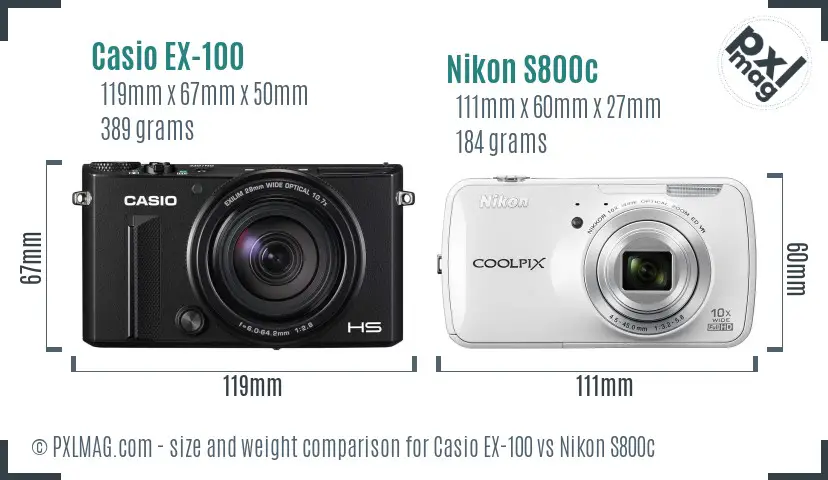 Casio EX-100 vs Nikon S800c size comparison Casio EX-100 vs Nikon S800c size comparison