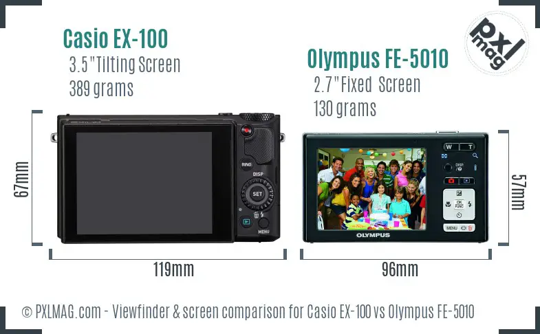 Casio EX-100 vs Olympus FE-5010 Screen and Viewfinder comparison Casio EX-100 vs Olympus FE-5010 Screen and Viewfinder comparison