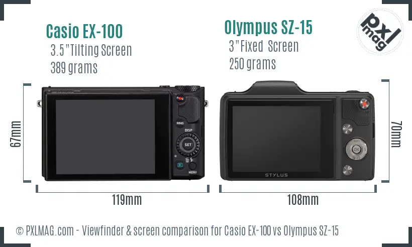 Casio EX-100 vs Olympus SZ-15 Screen and Viewfinder comparison Casio EX-100 vs Olympus SZ-15 Screen and Viewfinder comparison