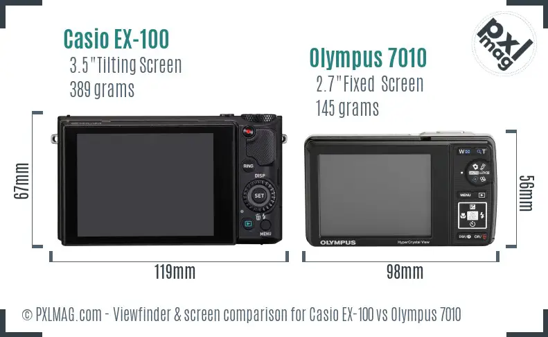 Casio EX-100 vs Olympus 7010 Screen and Viewfinder comparison Casio EX-100 vs Olympus 7010 Screen and Viewfinder comparison