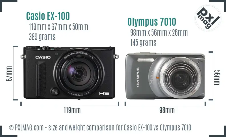 Casio EX-100 vs Olympus 7010 size comparison Casio EX-100 vs Olympus 7010 size comparison