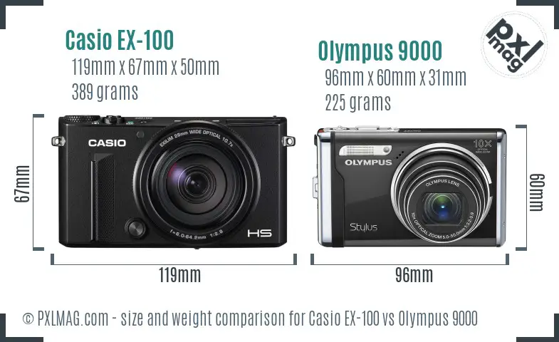 Casio EX-100 vs Olympus 9000 size comparison