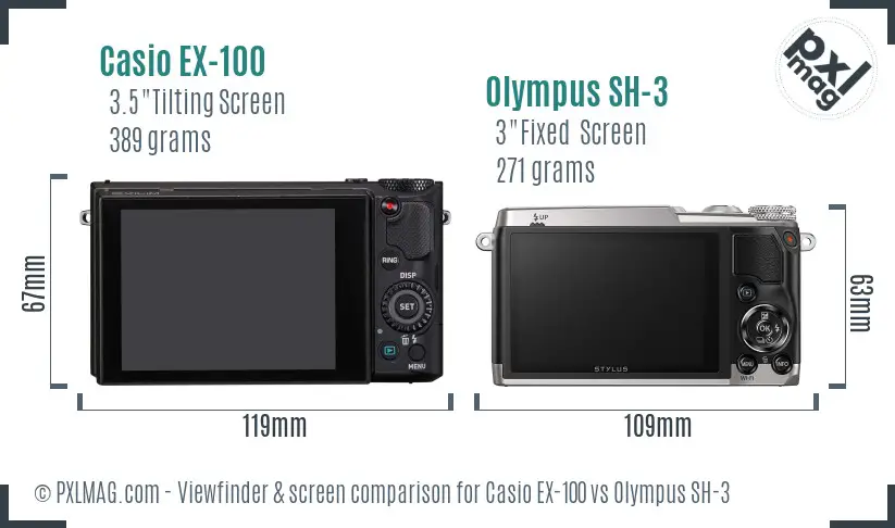 Casio EX-100 vs Olympus SH-3 Screen and Viewfinder comparison Casio EX-100 vs Olympus SH-3 Screen and Viewfinder comparison