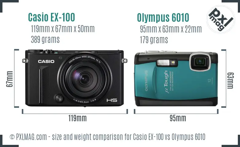 Casio EX-100 vs Olympus 6010 size comparison