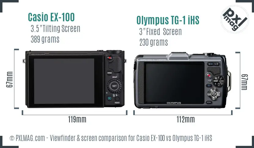 Casio EX-100 vs Olympus TG-1 iHS Screen and Viewfinder comparison