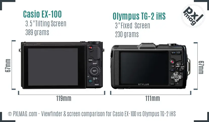 Casio EX-100 vs Olympus TG-2 iHS Screen and Viewfinder comparison