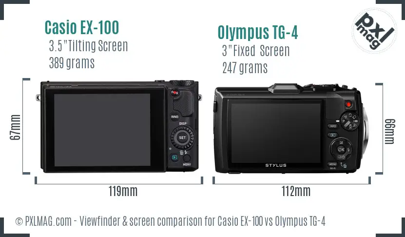 Casio EX-100 vs Olympus TG-4 Screen and Viewfinder comparison