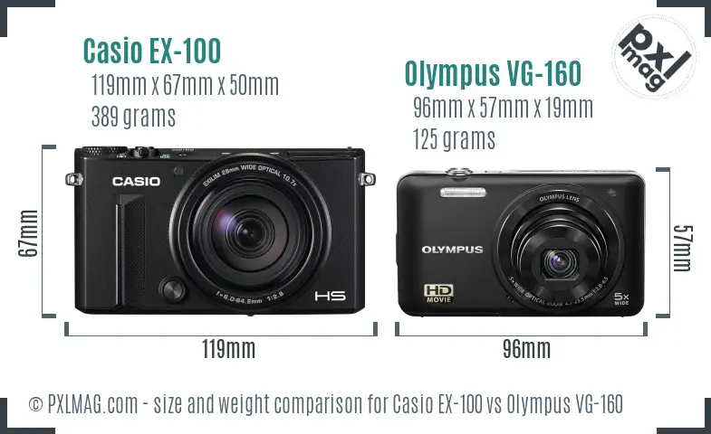 Casio EX-100 vs Olympus VG-160 size comparison