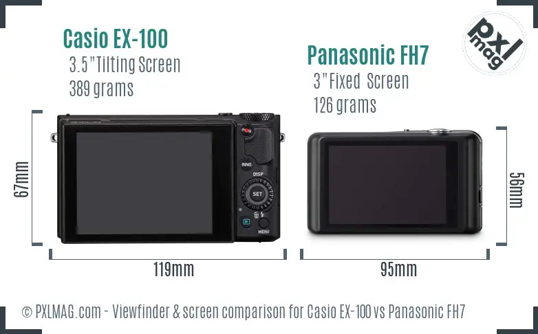Casio EX-100 vs Panasonic FH7 Screen and Viewfinder comparison Casio EX-100 vs Panasonic FH7 Screen and Viewfinder comparison