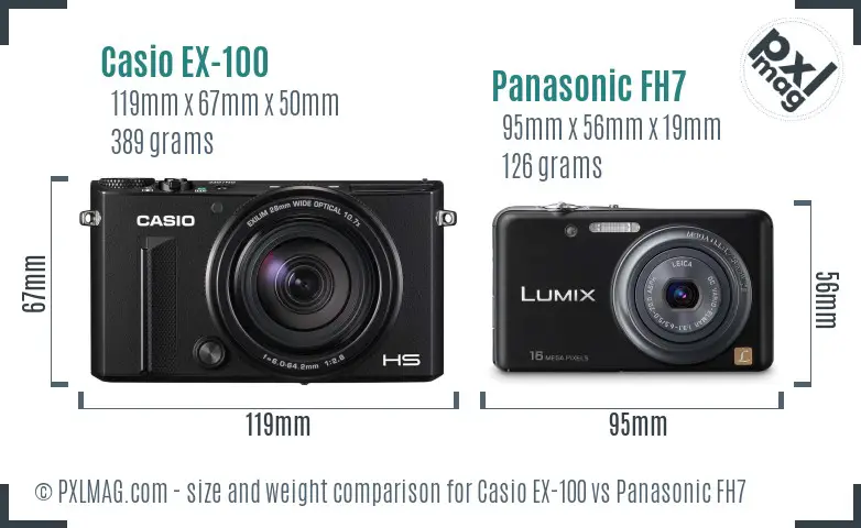 Casio EX-100 vs Panasonic FH7 size comparison Casio EX-100 vs Panasonic FH7 size comparison