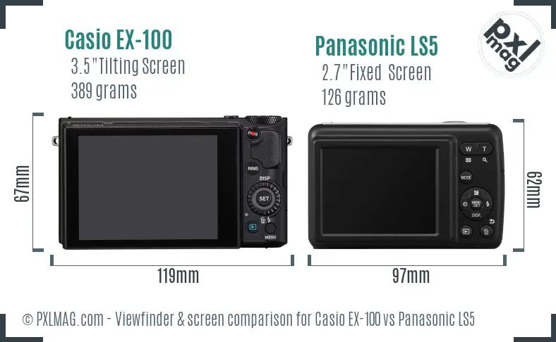 Casio EX-100 vs Panasonic LS5 Screen and Viewfinder comparison