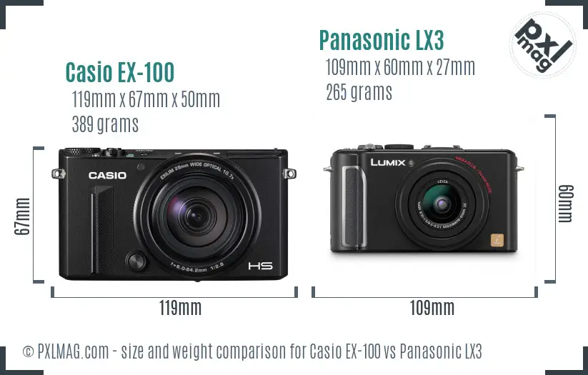 Casio EX-100 vs Panasonic LX3 size comparison