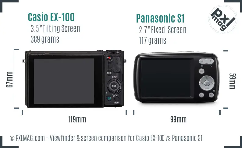 Casio EX-100 vs Panasonic S1 Screen and Viewfinder comparison