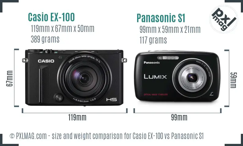 Casio EX-100 vs Panasonic S1 size comparison