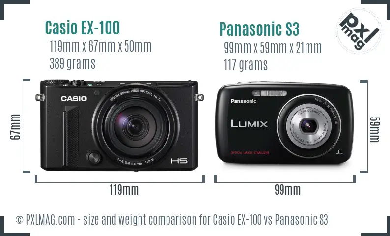 Casio EX-100 vs Panasonic S3 size comparison Casio EX-100 vs Panasonic S3 size comparison