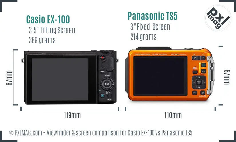 Casio EX-100 vs Panasonic TS5 Screen and Viewfinder comparison