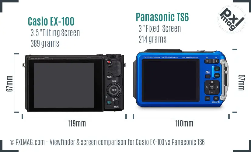 Casio EX-100 vs Panasonic TS6 Screen and Viewfinder comparison