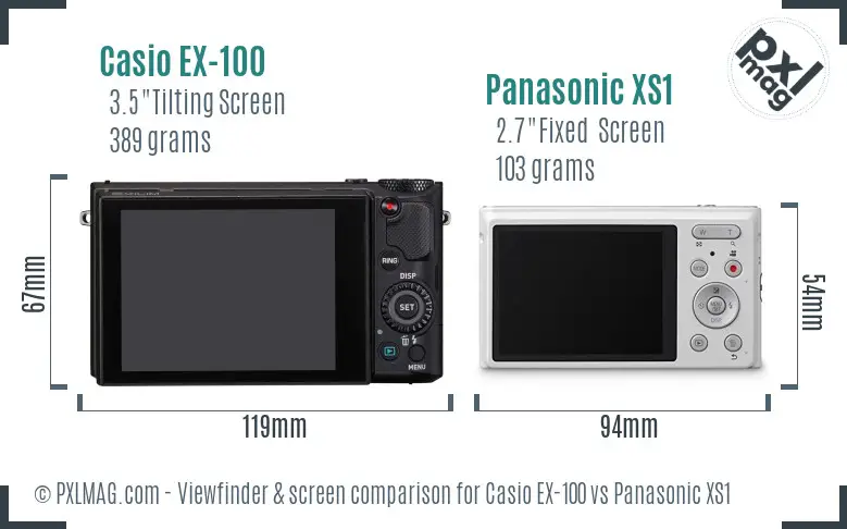 Casio EX-100 vs Panasonic XS1 Screen and Viewfinder comparison