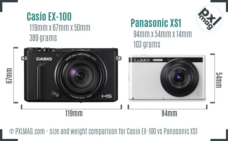 Casio EX-100 vs Panasonic XS1 size comparison