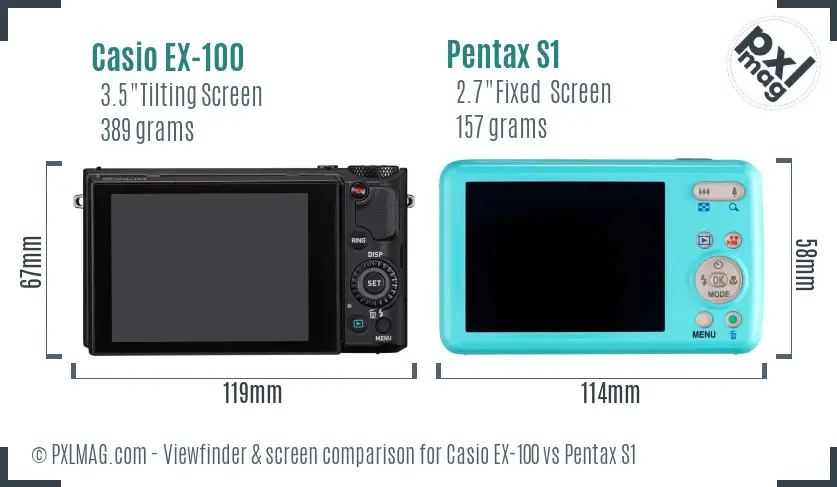 Casio EX-100 vs Pentax S1 Screen and Viewfinder comparison Casio EX-100 vs Pentax S1 Screen and Viewfinder comparison