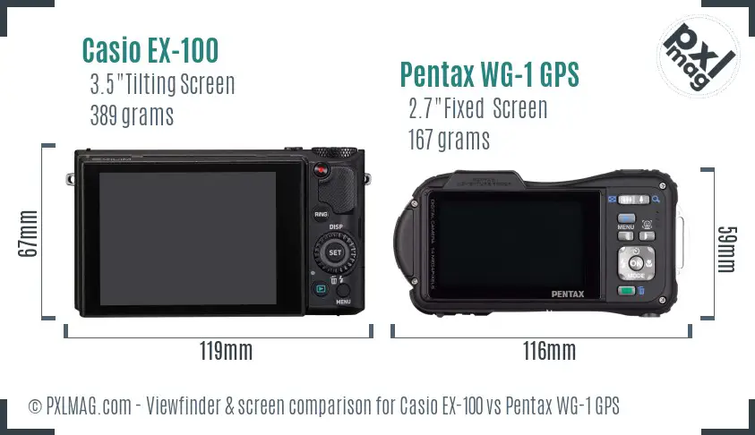 Casio EX-100 vs Pentax WG-1 GPS Screen and Viewfinder comparison