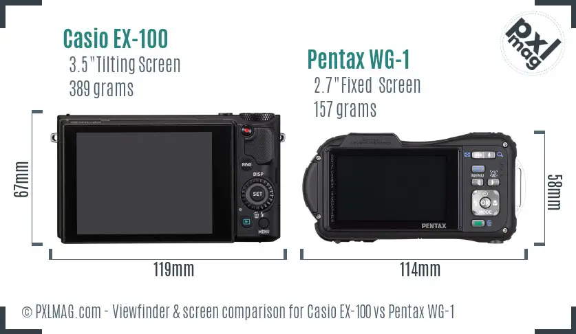 Casio EX-100 vs Pentax WG-1 Screen and Viewfinder comparison