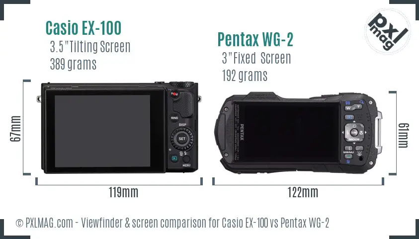 Casio EX-100 vs Pentax WG-2 Screen and Viewfinder comparison
