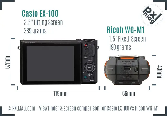 Casio EX-100 vs Ricoh WG-M1 Screen and Viewfinder comparison