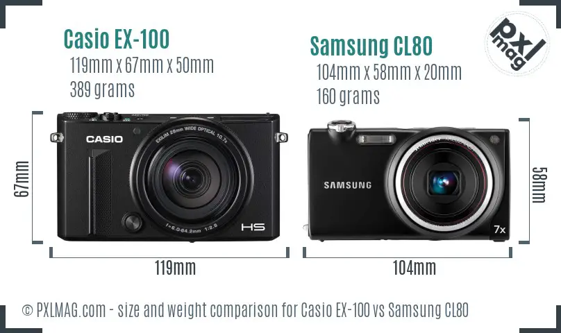 Casio EX-100 vs Samsung CL80 size comparison