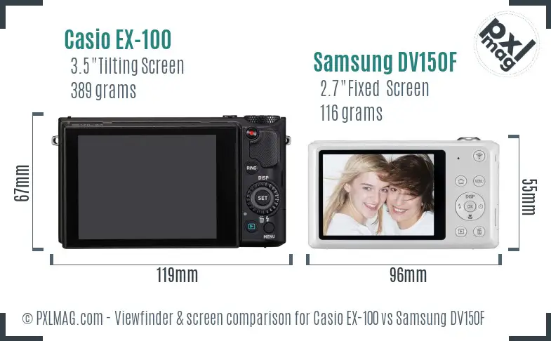 Casio EX-100 vs Samsung DV150F Screen and Viewfinder comparison Casio EX-100 vs Samsung DV150F Screen and Viewfinder comparison