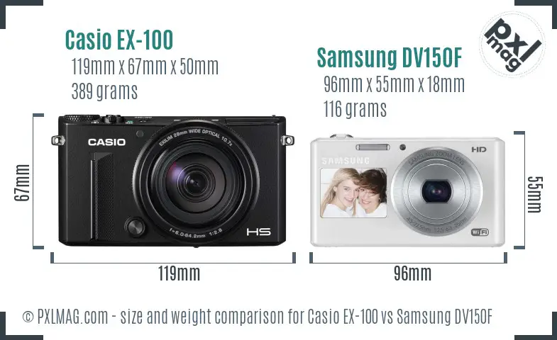 Casio EX-100 vs Samsung DV150F size comparison Casio EX-100 vs Samsung DV150F size comparison