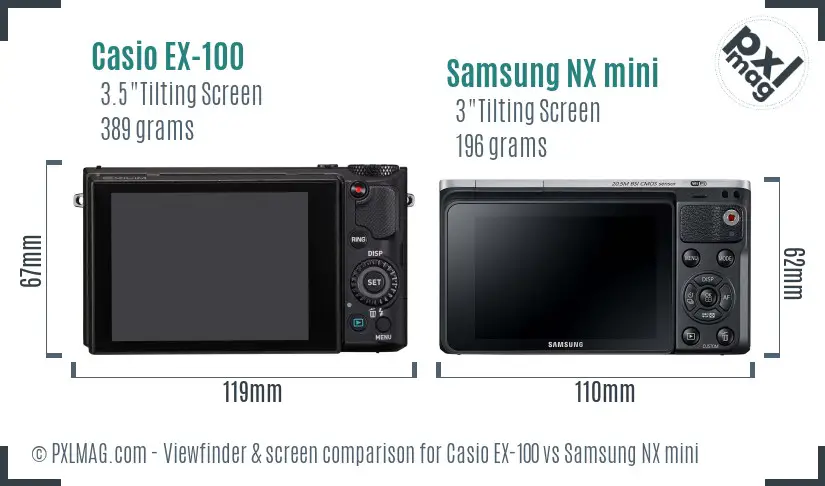 Casio EX-100 vs Samsung NX mini Screen and Viewfinder comparison Casio EX-100 vs Samsung NX mini Screen and Viewfinder comparison