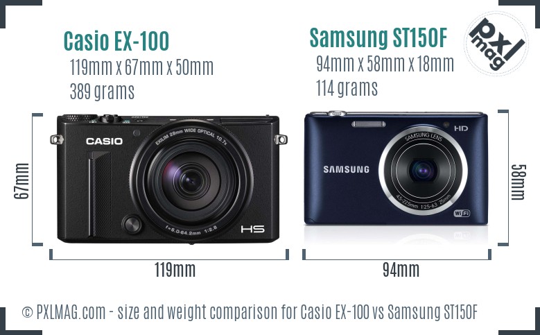 Casio EX-100 vs Samsung ST150F size comparison