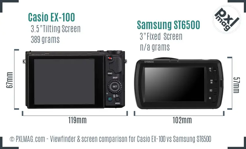 Casio EX-100 vs Samsung ST6500 Screen and Viewfinder comparison Casio EX-100 vs Samsung ST6500 Screen and Viewfinder comparison
