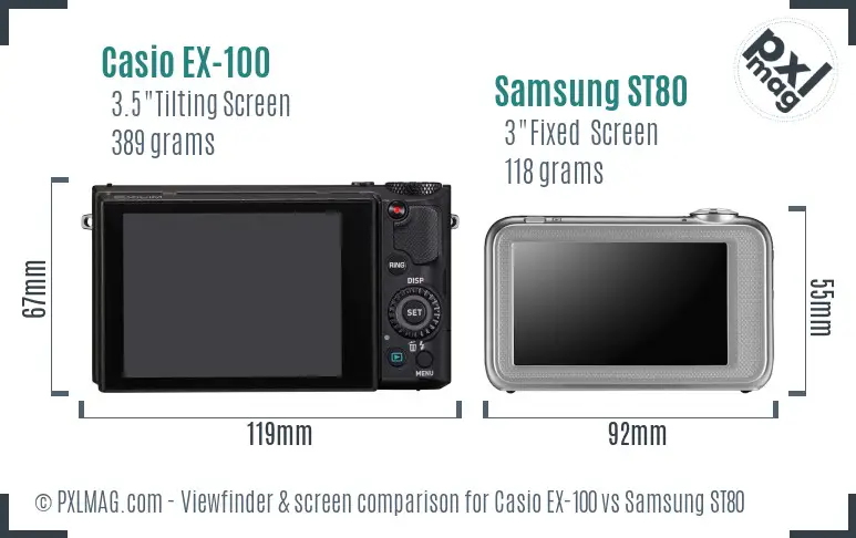 Casio EX-100 vs Samsung ST80 Screen and Viewfinder comparison