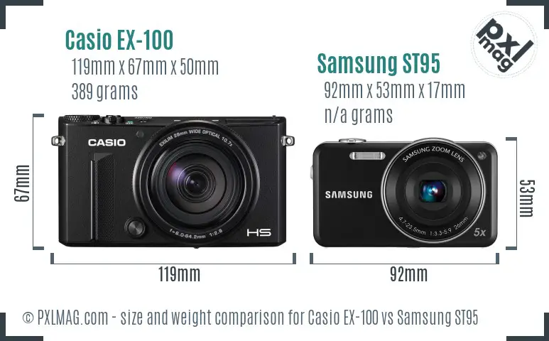 Casio EX-100 vs Samsung ST95 size comparison Casio EX-100 vs Samsung ST95 size comparison