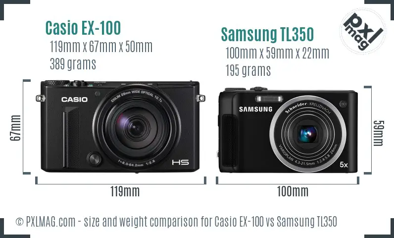 Casio EX-100 vs Samsung TL350 size comparison