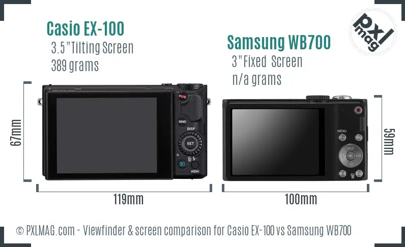 Casio EX-100 vs Samsung WB700 Screen and Viewfinder comparison
